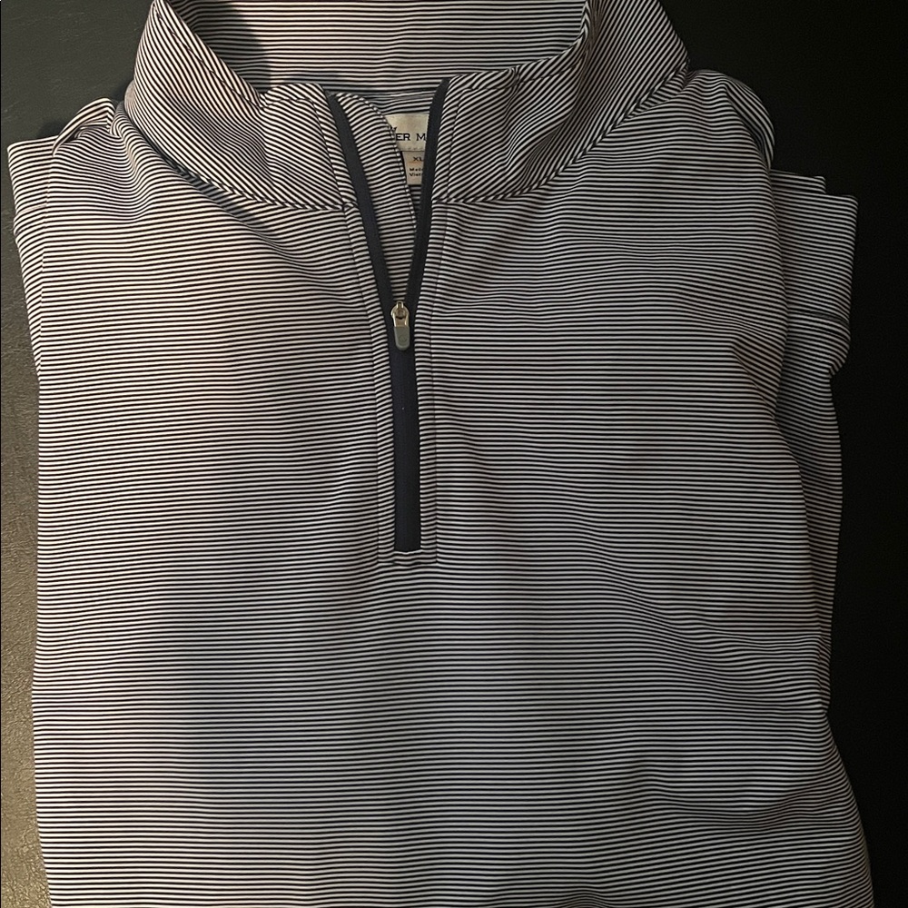 Peter Millar Navy and White Striped Pullover